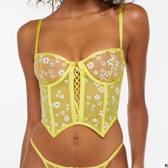 Savage X Fenty Daisy Yellow Puff Daisy Unlined Bustier - Picture 10 of 16
